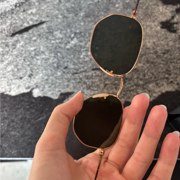 Ray-Ban Gold Frame Sunglasses with Dark Lenses - Picture 3 of 4